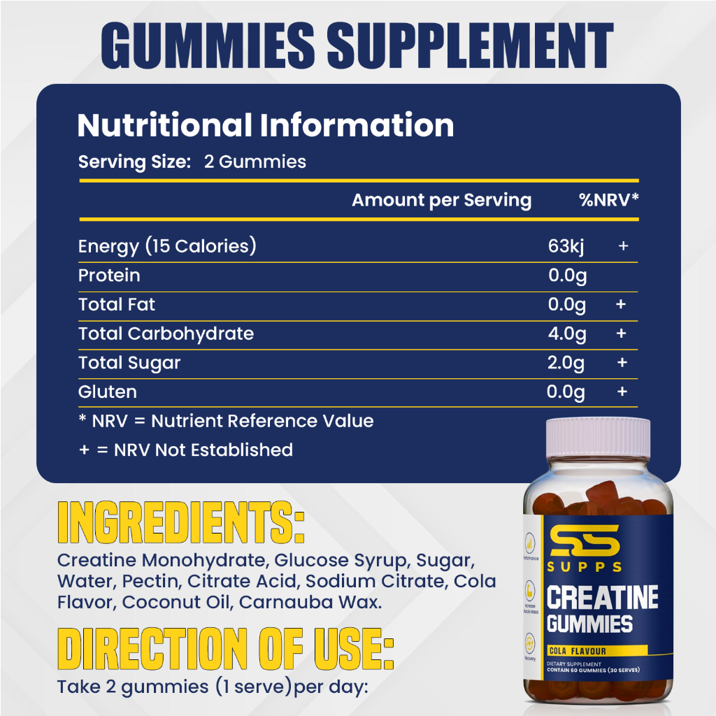 SS SUPPS- Creatine Gummies Cola Flavour Supplement